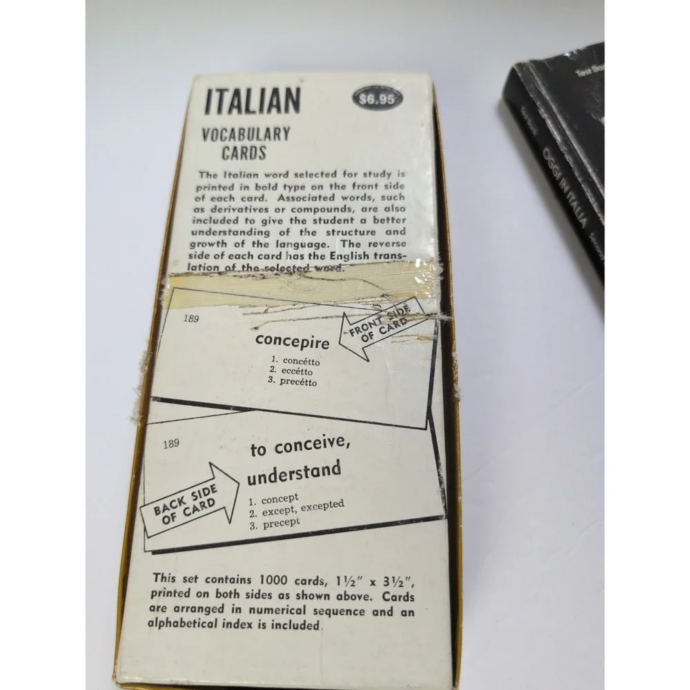 VINTAGE VIS-ED ITALIAN VOCABULARY CARDS & Test Bank First Course In Italian READ